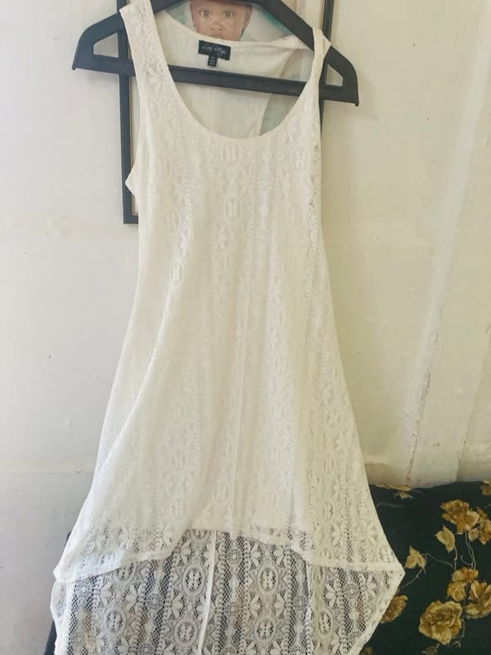 Love Reign White Crochet Floral Lace Sleeveless High-Low Dress